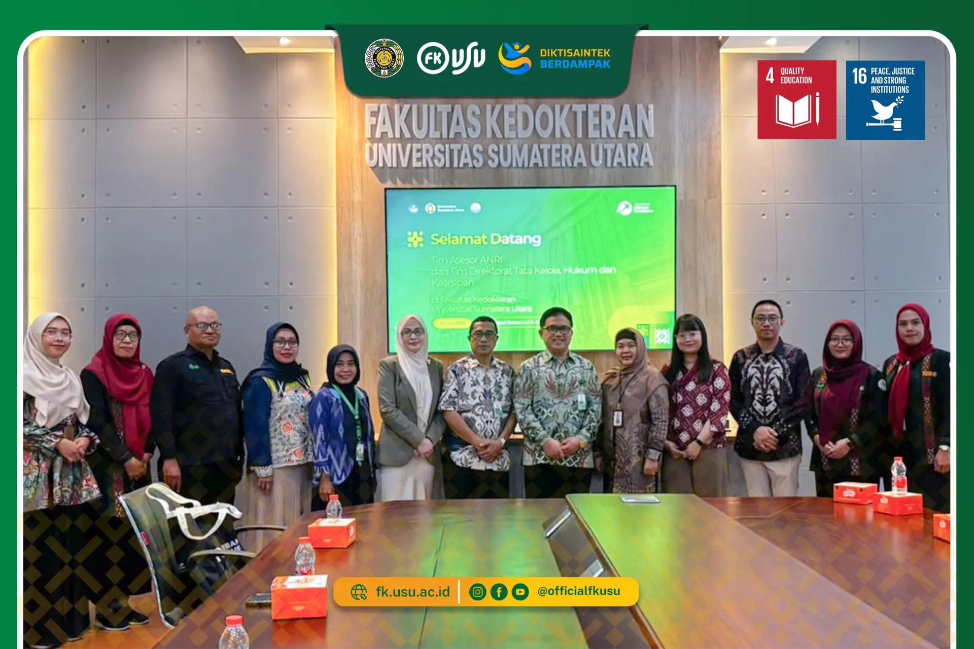 Tim Asesor ANRI Lakukan Uji Petik Akreditasi Kearsipan di Fakultas Kedokteran USU